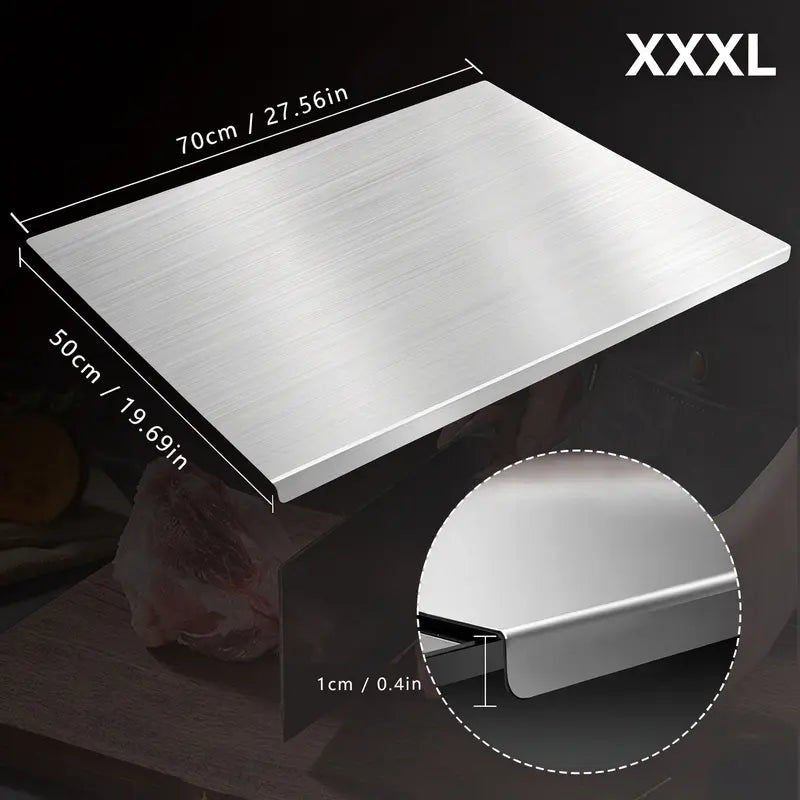 Stainless Steel Cooking Cutting Board - Non-Slip Durable Metal Option, Mold-Resistant Kitchen Utensil for Home/Restaurant, Knife-Compatible Kitchen Decor, XXL/XXXL Size Gadget