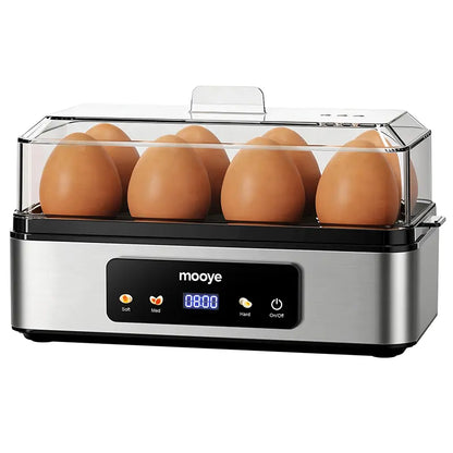 Mooye Quick Automatic Electric Egg Cooker - Kitchen Appliances Cooking Equipment, 8 Eggs Capacity, Multiple Modes (Poached, Omelet), Versatile Doneness Settings, Auto Shut-Off Function, Digital Display, Lid, Household Specialty Appliance for Families