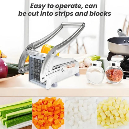 Manual French Fry Cutter with 2 Blades,Stainless Steel Potato Slicer for Fries,Carrots & Cucumbers, Kitchen Air Fryer Mate,Perfect Fruit Vegetable Slicer