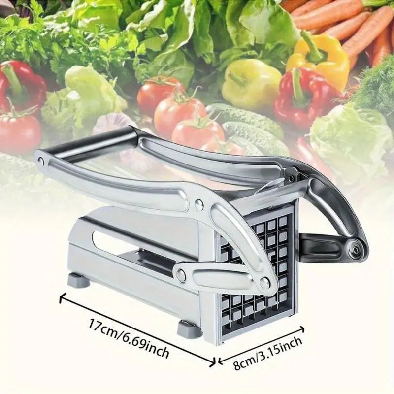 Manual French Fry Cutter with 2 Blades,Stainless Steel Potato Slicer for Fries,Carrots & Cucumbers, Kitchen Air Fryer Mate,Perfect Fruit Vegetable Slicer