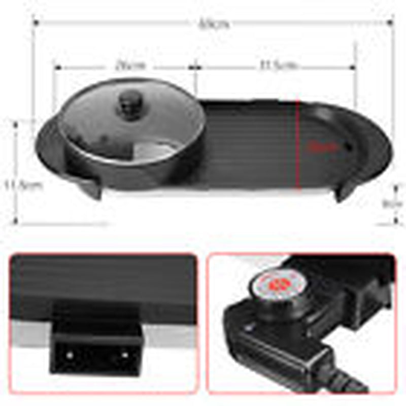 2-in-1 Electric Hot Pot & BBQ Grill Smokeless Barbecue Pan