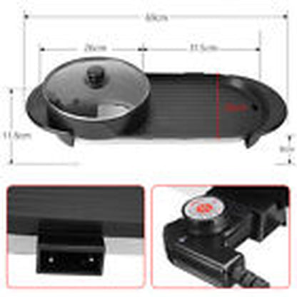 2-in-1 Electric Hot Pot & BBQ Grill Smokeless Barbecue Pan