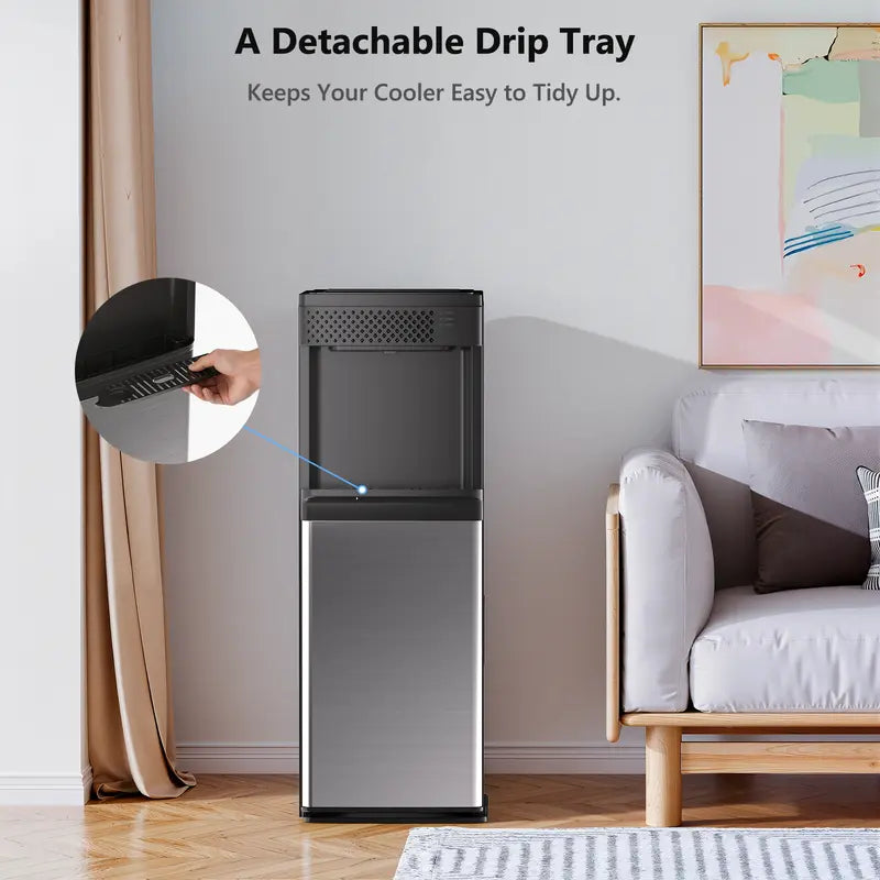 COWSAR 4-In-1 Bottom-Loading Water Cooler & Dispenser (Kitchen Appliances) with Ice Maker, Hot & Cold Water, 3/5 Gal Fit, 33 Lbs/Day Bullet Ice, Child Lock, LED Panel for Home Office