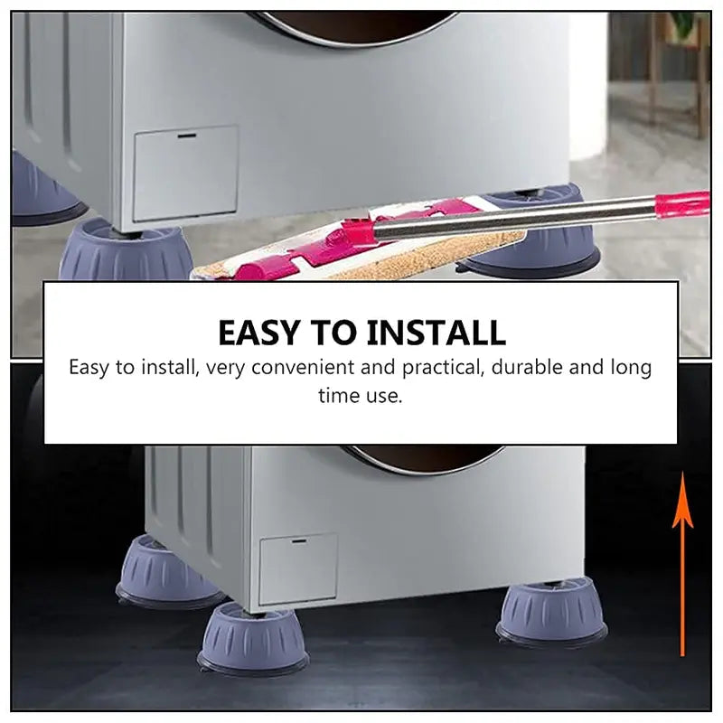 4/8 PCS Shock‑Proof Washing Machine Foot Pads, Shock Absorbing Pads Reduce Noise & Vibration, Anti‑Slip Design, Thick Durable Plastic, Fit for Washing Machines and Large Home Appliances, Prevent Sliding and Protect Your Floor Surface