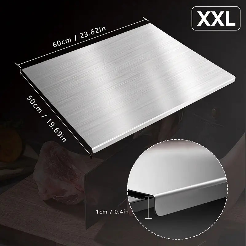 Stainless Steel Cooking Cutting Board - Non-Slip Durable Metal Option, Mold-Resistant Kitchen Utensil for Home/Restaurant, Knife-Compatible Kitchen Decor, XXL/XXXL Size Gadget