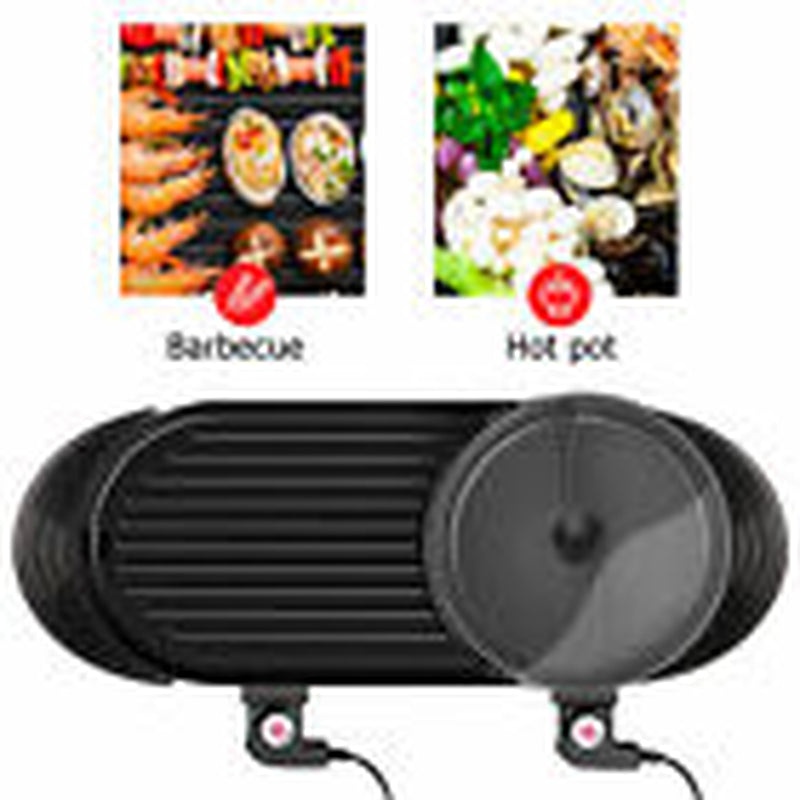 2-in-1 Electric Hot Pot & BBQ Grill Smokeless Barbecue Pan