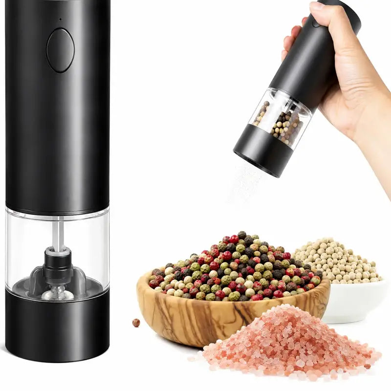 Electric Salt & Pepper Grinder, USB Rechargeable Kitchenware Gadget, Adjustable Coarse Control, 1-Handed Auto Grind, Easy-To-Clean Modern Seasoning Utensil - Grinder Only (Salt & Pepper Not Included) for Cooking