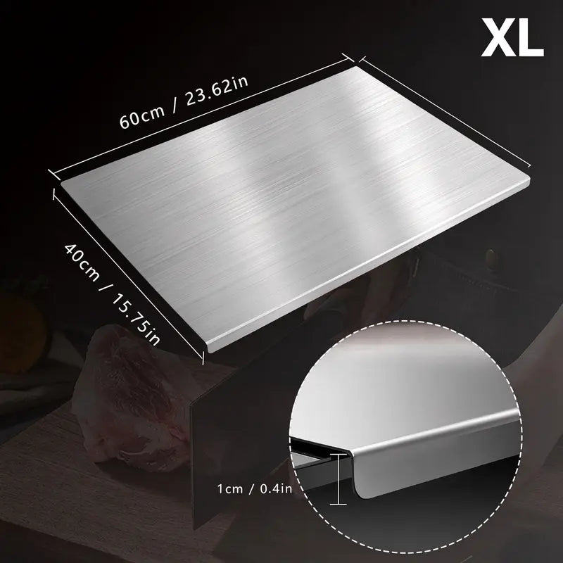 Stainless Steel Cooking Cutting Board - Non-Slip Durable Metal Option, Mold-Resistant Kitchen Utensil for Home/Restaurant, Knife-Compatible Kitchen Decor, XXL/XXXL Size Gadget