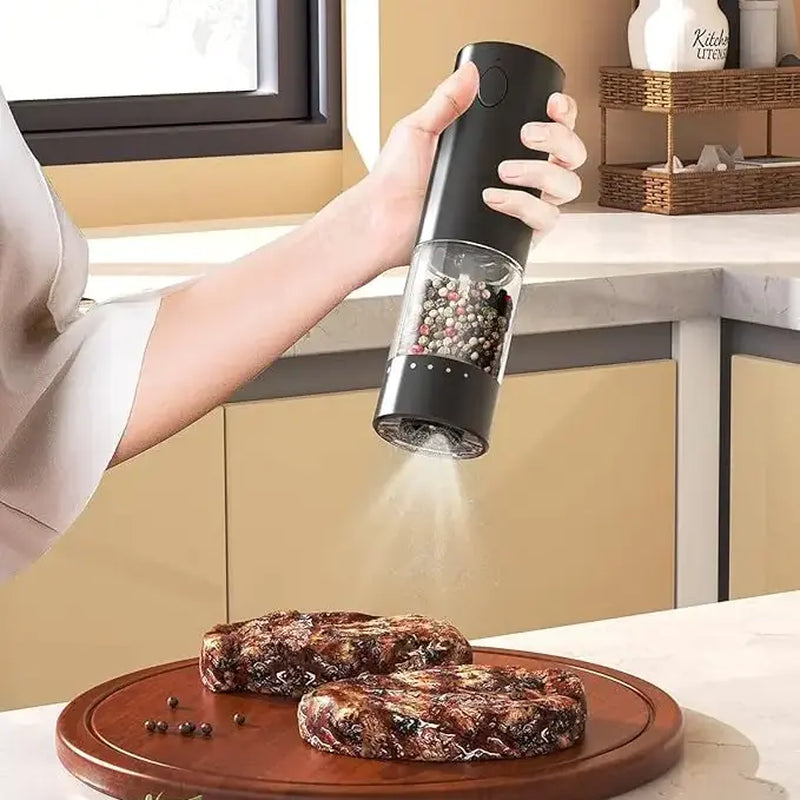 Electric Salt & Pepper Grinder, USB Rechargeable Kitchenware Gadget, Adjustable Coarse Control, 1-Handed Auto Grind, Easy-To-Clean Modern Seasoning Utensil - Grinder Only (Salt & Pepper Not Included) for Cooking