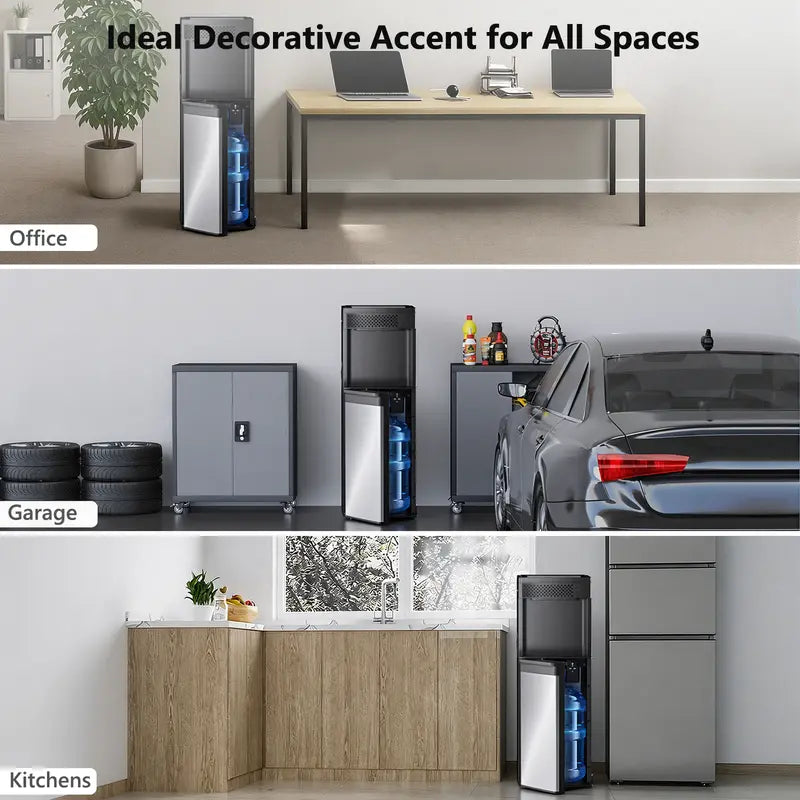 COWSAR 4-In-1 Bottom-Loading Water Cooler & Dispenser (Kitchen Appliances) with Ice Maker, Hot & Cold Water, 3/5 Gal Fit, 33 Lbs/Day Bullet Ice, Child Lock, LED Panel for Home Office
