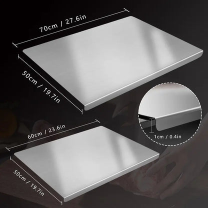 Stainless Steel Cooking Cutting Board - Non-Slip Durable Metal Option, Mold-Resistant Kitchen Utensil for Home/Restaurant, Knife-Compatible Kitchen Decor, XXL/XXXL Size Gadget