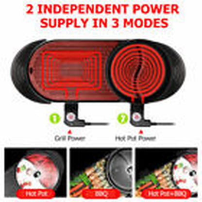 2-in-1 Electric Hot Pot & BBQ Grill Smokeless Barbecue Pan
