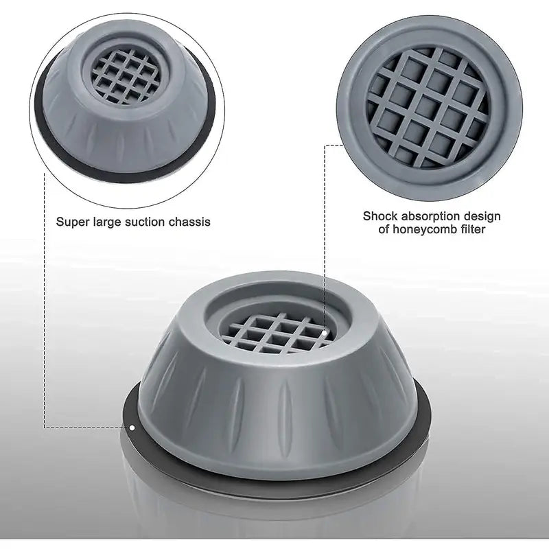 4/8 PCS Shock‑Proof Washing Machine Foot Pads, Shock Absorbing Pads Reduce Noise & Vibration, Anti‑Slip Design, Thick Durable Plastic, Fit for Washing Machines and Large Home Appliances, Prevent Sliding and Protect Your Floor Surface