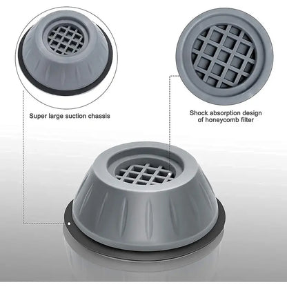 4/8 PCS Shock‑Proof Washing Machine Foot Pads, Shock Absorbing Pads Reduce Noise & Vibration, Anti‑Slip Design, Thick Durable Plastic, Fit for Washing Machines and Large Home Appliances, Prevent Sliding and Protect Your Floor Surface