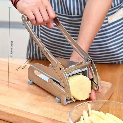 Manual French Fry Cutter with 2 Blades,Stainless Steel Potato Slicer for Fries,Carrots & Cucumbers, Kitchen Air Fryer Mate,Perfect Fruit Vegetable Slicer
